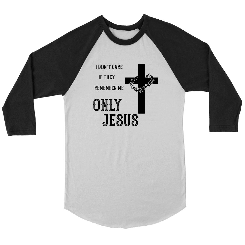 Only Jesus! Raglan Black Print T-shirt Canvas Unisex 3/4 Raglan White/Black S