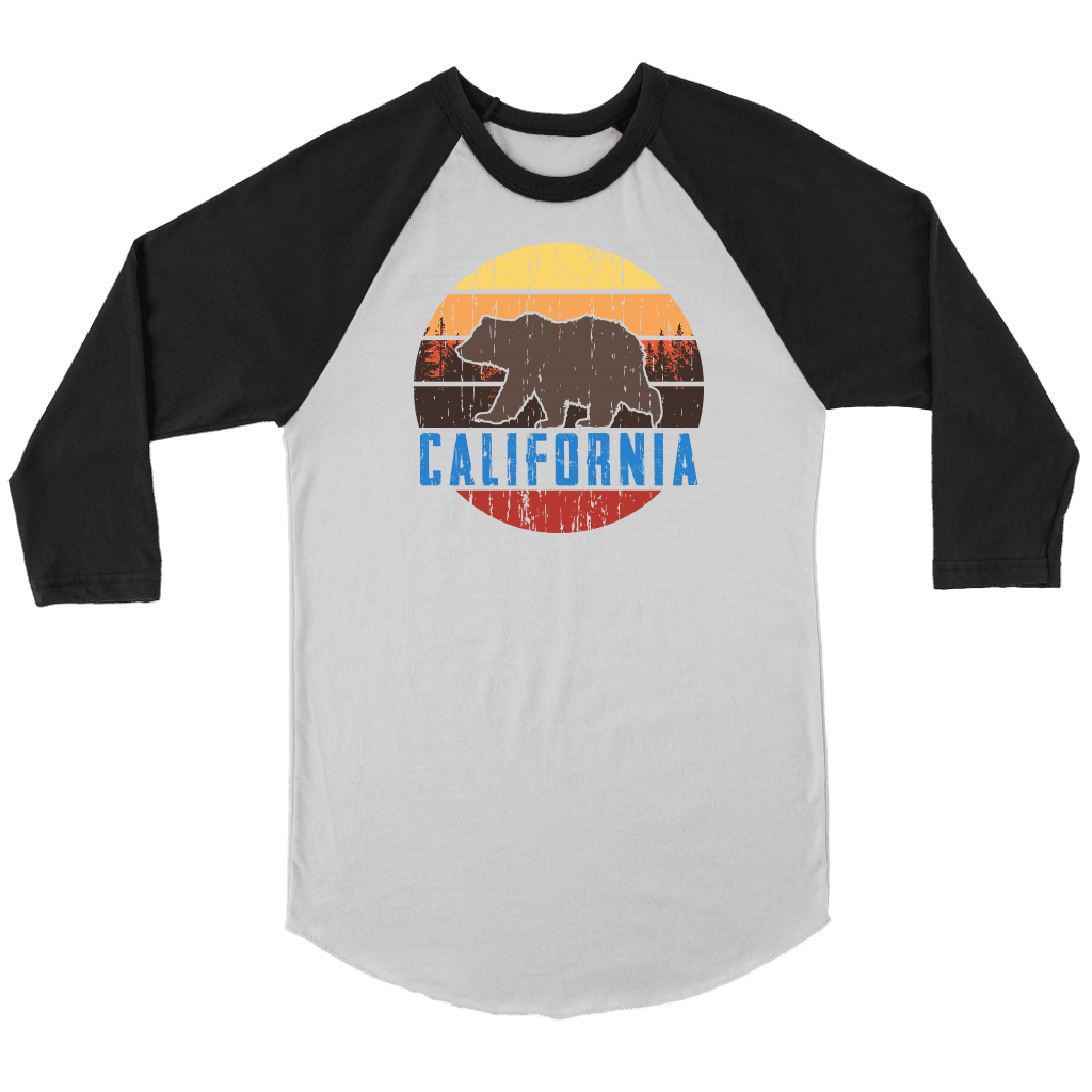 Big Bear Lake California V.1, Raglan T-shirt Canvas Unisex 3/4 Raglan White/Black S