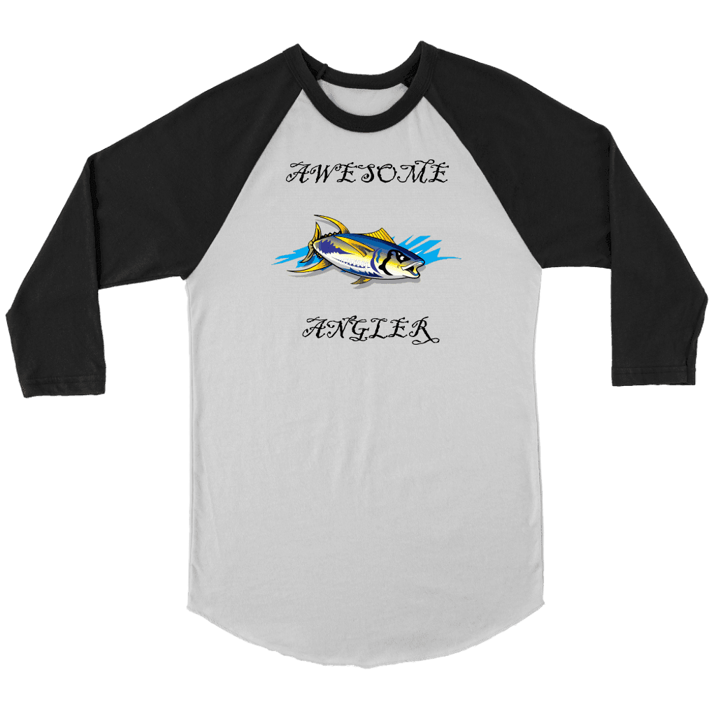 You're An Awesome Angler | V.3 Pirate T-shirt Canvas Unisex 3/4 Raglan White/Black S