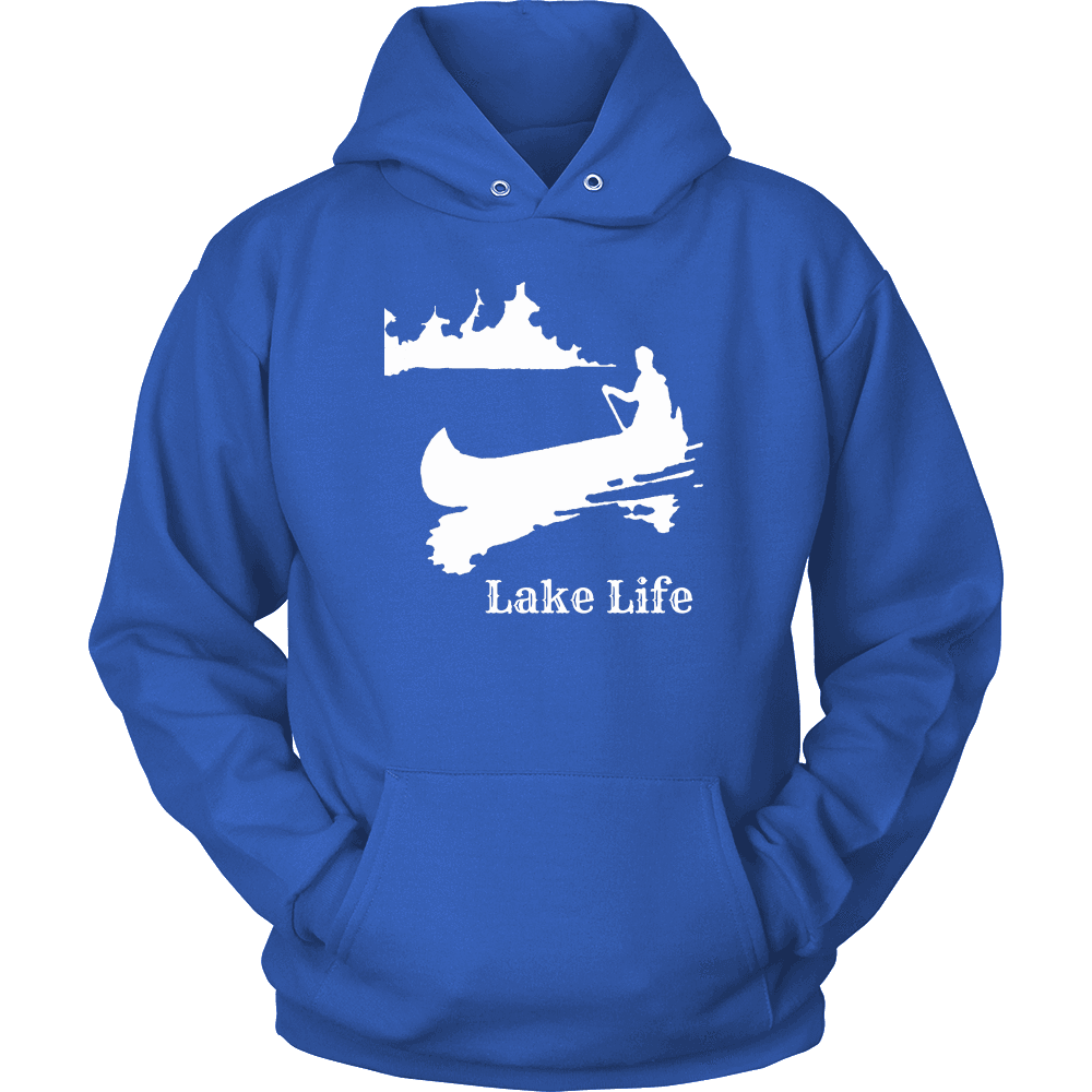 Lake Life, Person in Canoe on the Lake T-shirt Unisex Hoodie Royal Blue S