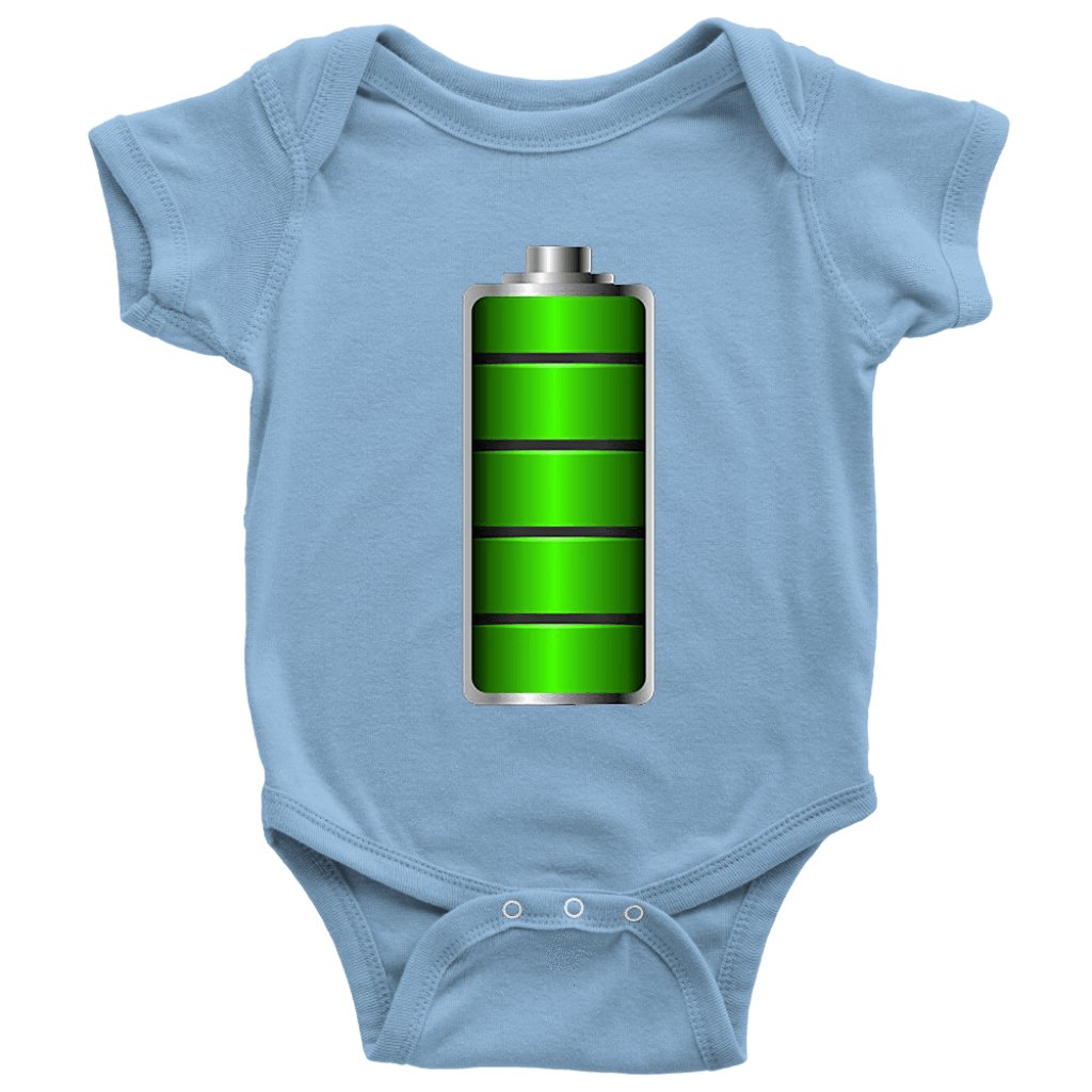 Fully Charged Onsies T-shirt Baby Bodysuit Light Blue NB