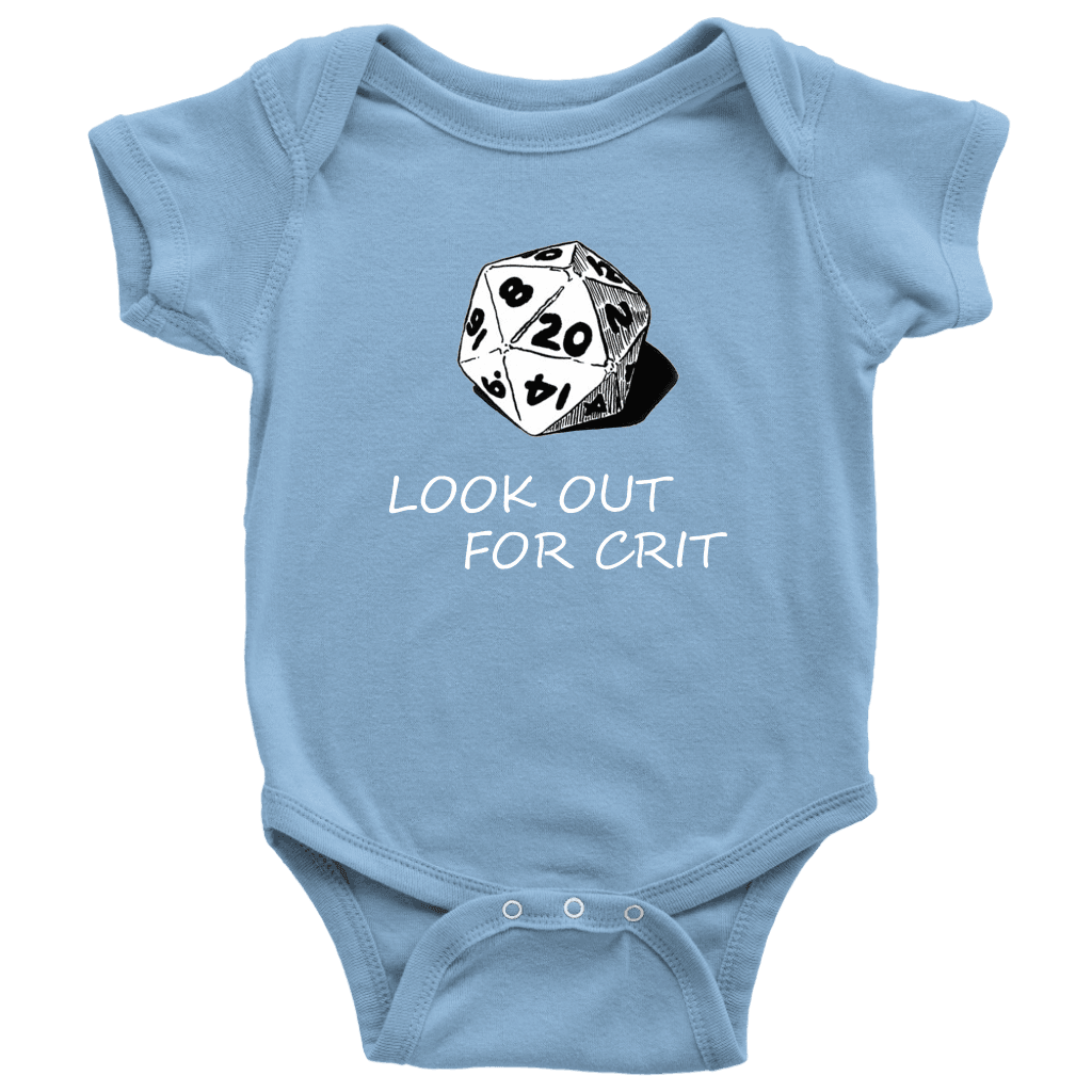 Look Out For Crit Onesies T-shirt Baby Bodysuit Light Blue NB
