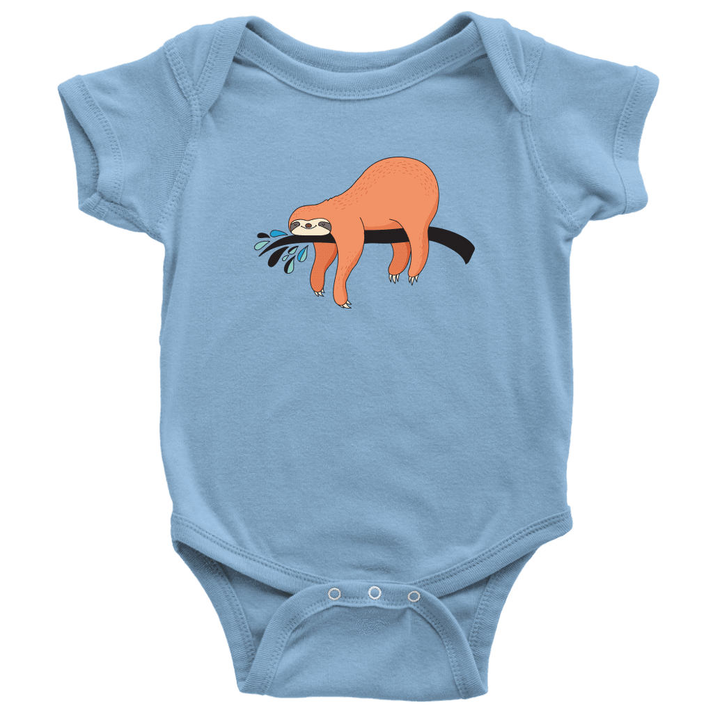 Sleepy Sloth Onsies T-shirt Baby Bodysuit Light Blue NB