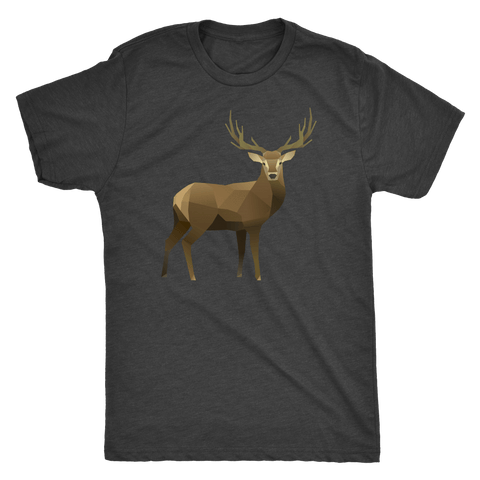 Image of Real Polygonal Deer T-shirt Next Level Mens Triblend Vintage Black S