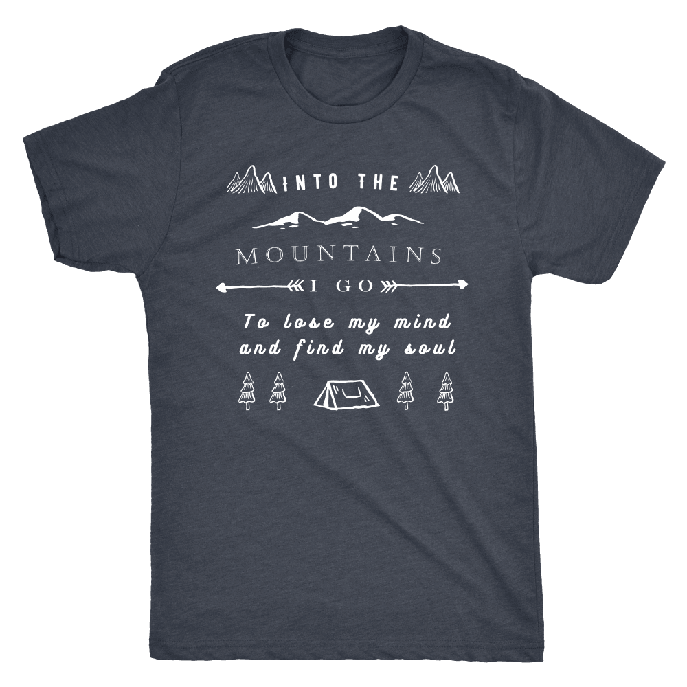 Into the Mountains I Go T-shirt Next Level Mens Triblend Vintage Navy S