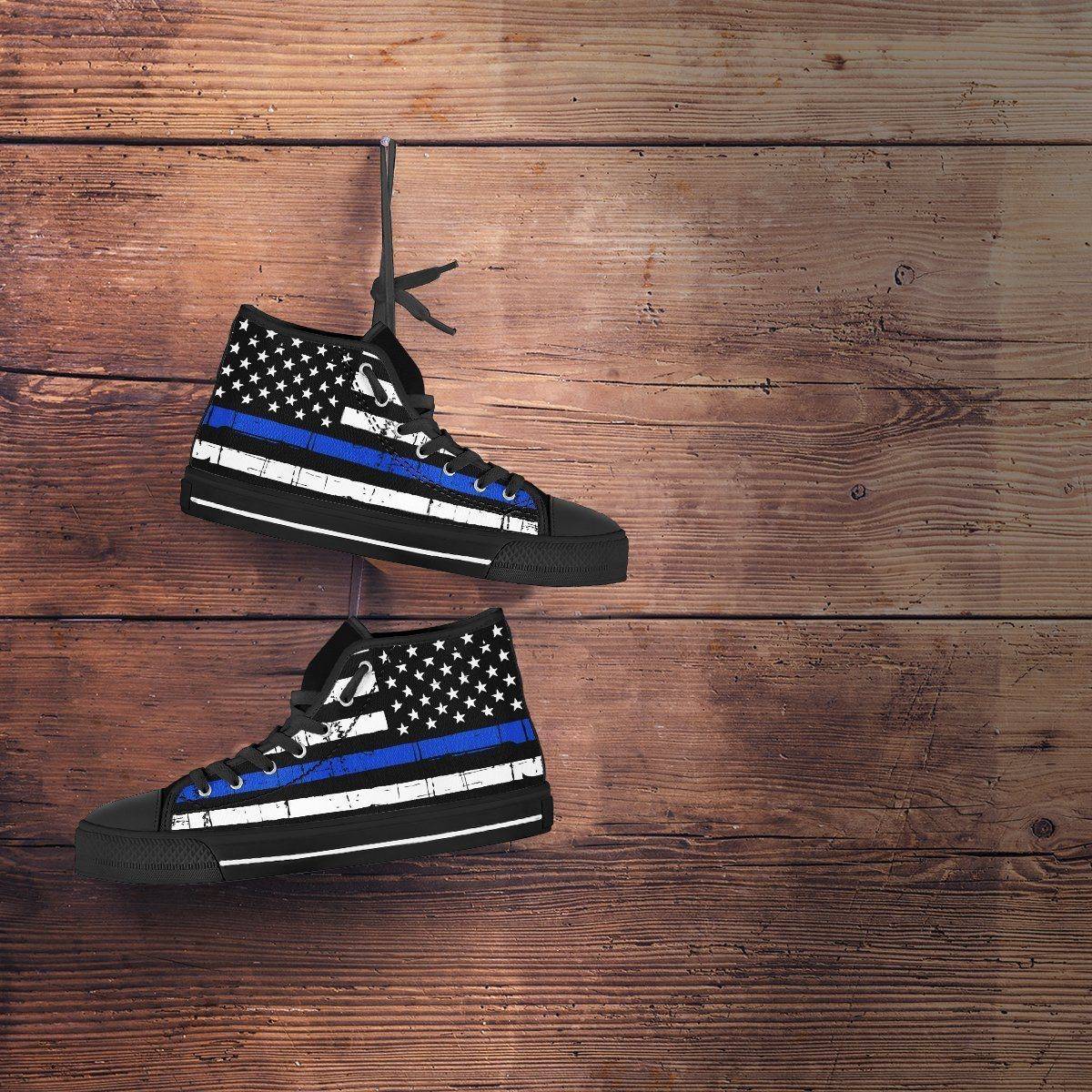 Premium Canvas Highttop with Thin Blue Line Flag 