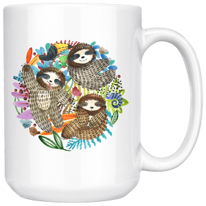 Fun Watercolor Sloth Mugs Drinkware 15oz Mug 