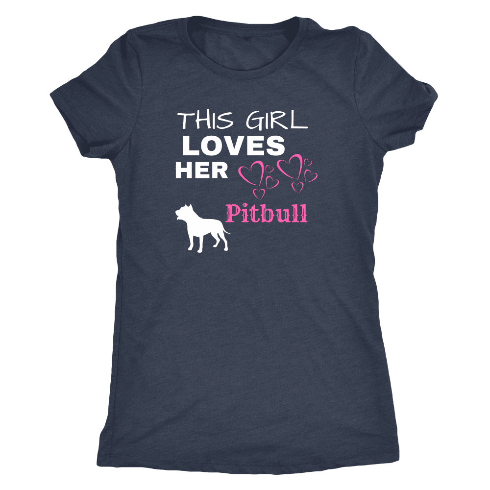 This Girl Loves Her Pitbull T-shirt Next Level Womens Triblend Vintage Navy S