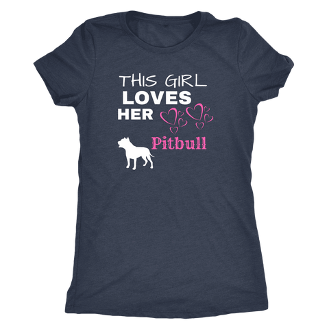 Image of This Girl Loves Her Pitbull T-shirt Next Level Womens Triblend Vintage Navy S