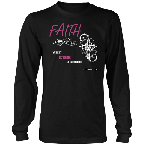 Image of Faith, Matthew 17:20 T-shirt District Long Sleeve Shirt Black S