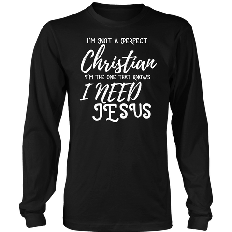 Image of Not A Perfect Christian, Shirts T-shirt District Long Sleeve Shirt Black S