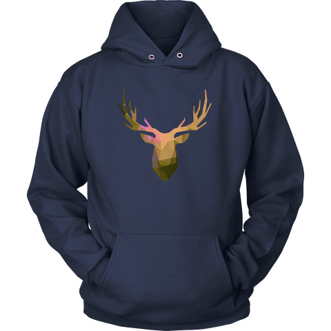 Image of Deer Polygonal 2 T-shirt Unisex Hoodie Navy S