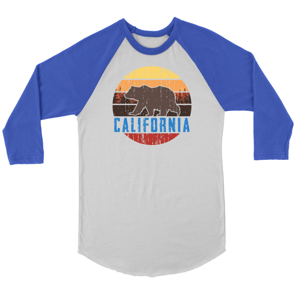 Big Bear Lake California V.1, Raglan T-shirt Canvas Unisex 3/4 Raglan White/Royal S