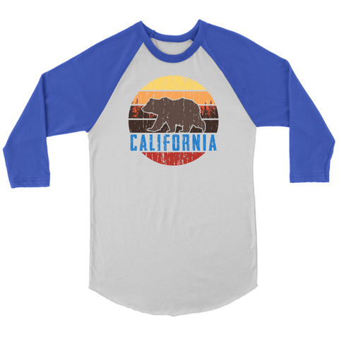 Image of Big Bear Lake California V.1, Raglan T-shirt Canvas Unisex 3/4 Raglan White/Royal S