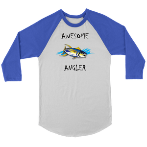 You're An Awesome Angler | V.2 Chiller T-shirt Canvas Unisex 3/4 Raglan White/Royal S