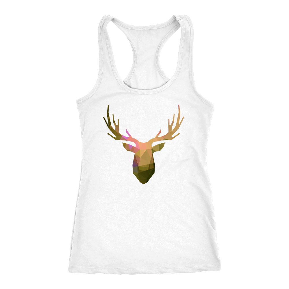 Deer Polygonal 2 T-shirt Next Level Racerback Tank White XS