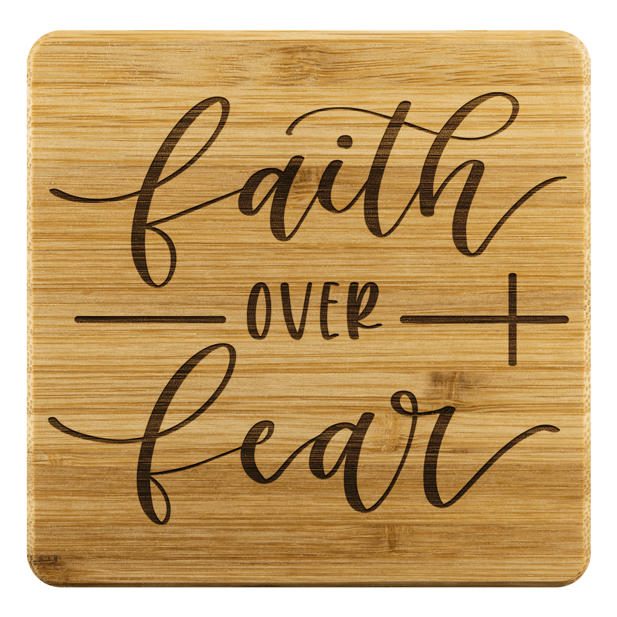 Faith over Fear Handmade Bamboo Coasters Coasters Bamboo Coaster - 4pc 
