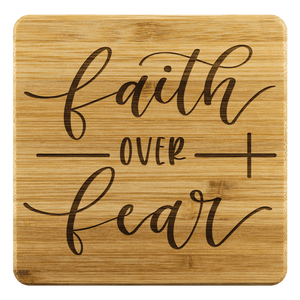 Faith over Fear Handmade Bamboo Coasters Coasters Bamboo Coaster - 4pc 