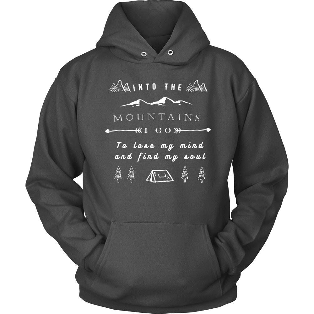 Into the Mountains I Go T-shirt Unisex Hoodie Charcoal S