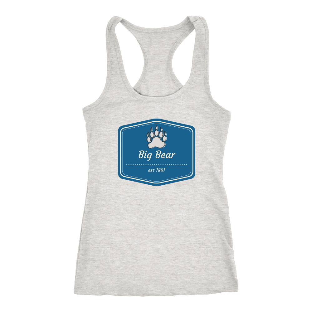 Big Bear Blue Logo T-shirt Next Level Racerback Tank Heather Grey XS