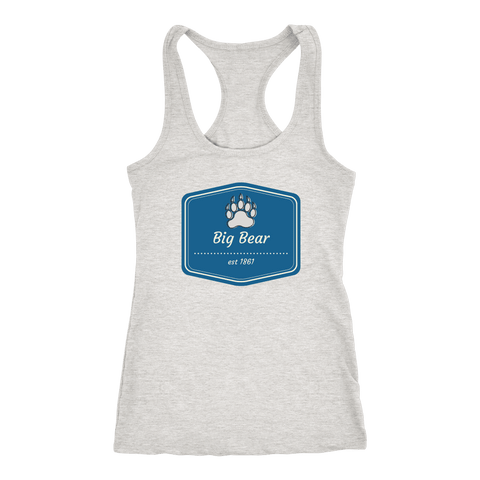 Image of Big Bear Blue Logo T-shirt Next Level Racerback Tank Heather Grey XS