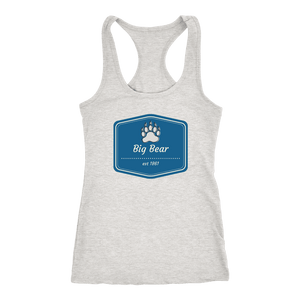 Big Bear Blue Logo T-shirt Next Level Racerback Tank Heather Grey XS