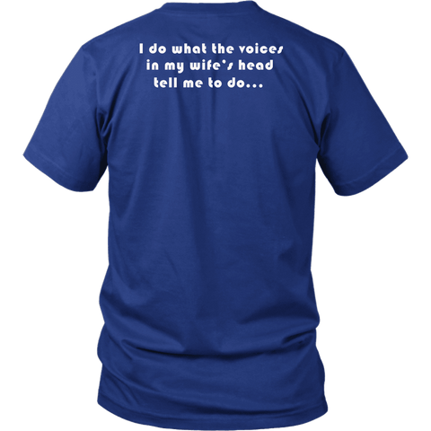 Image of Voices in Her Head | White Print T-shirt District Unisex Shirt Royal Blue S