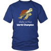 Shelter In Place World Champion, White Print T-shirt District Unisex Shirt Royal Blue S