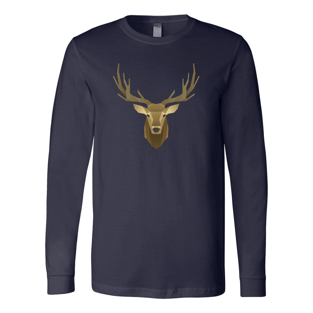 Deer Portrait, Real T-shirt Canvas Long Sleeve Shirt Navy S