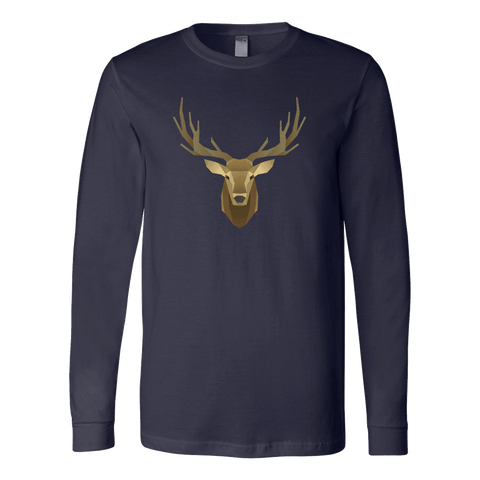 Image of Deer Portrait, Real T-shirt Canvas Long Sleeve Shirt Navy S
