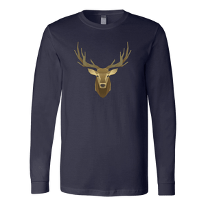 Deer Portrait, Real T-shirt Canvas Long Sleeve Shirt Navy S