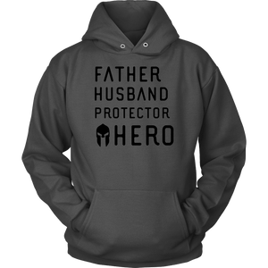 Father Husband Protector Hero Spartan Black T-shirt Unisex Hoodie Charcoal S