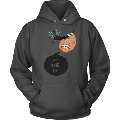 Image of Take Your Time Sloth T-shirt Unisex Hoodie Charcoal S