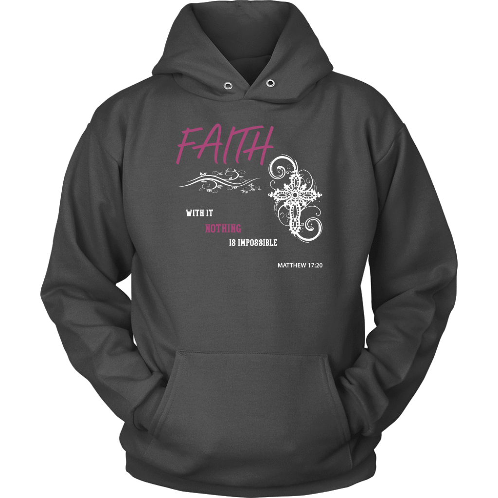 Faith, Matthew 17:20 T-shirt Unisex Hoodie Charcoal S