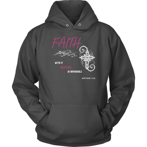 Image of Faith, Matthew 17:20 T-shirt Unisex Hoodie Charcoal S