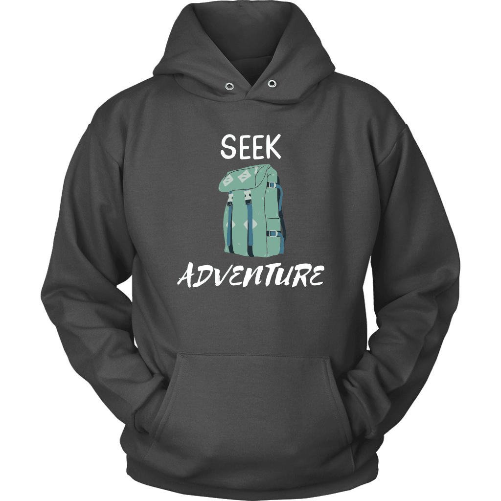 Seek Adventure with Backpack (Womens) T-shirt Unisex Hoodie Charcoal S