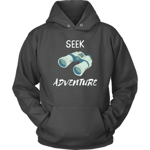 Seek Adventure with Binoculars (Womens) T-shirt Unisex Hoodie Charcoal S