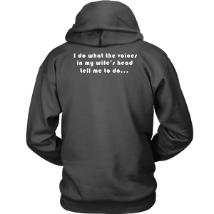 Voices in Her Head | White Print T-shirt Unisex Hoodie Charcoal S