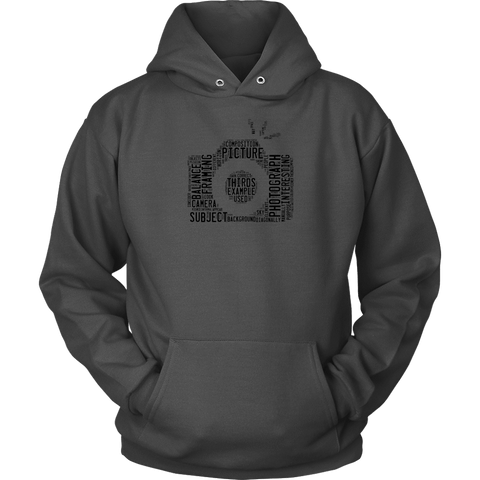 Image of Awesome Word Camera Shirt T-shirt Unisex Hoodie Charcoal S