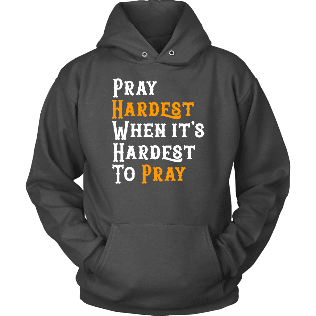 Pray Hard T-shirt Unisex Hoodie Charcoal S