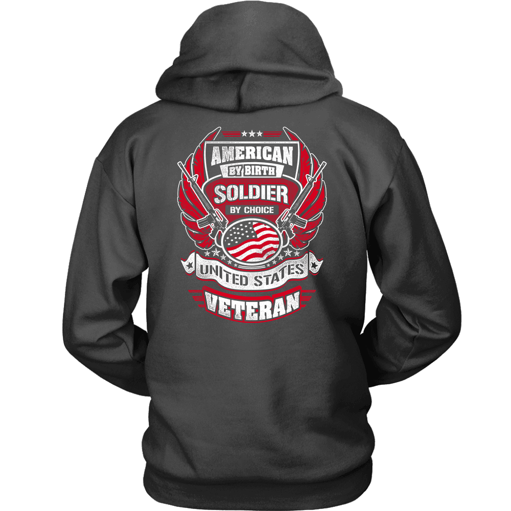 American by Birth, Soldier by Choice T-shirt Unisex Hoodie Charcoal S