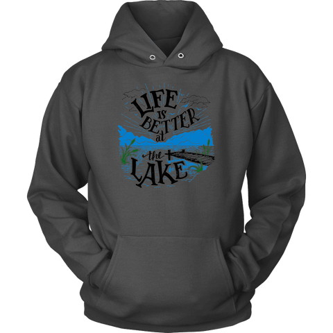 Image of Life is Better At The Lake Womens Shirts T-shirt Unisex Hoodie Charcoal S