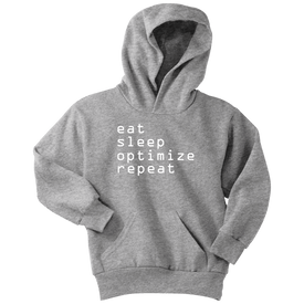 eat, sleep, optimize repeat Hoodie V.1 T-shirt Youth Hoodie Athletic Heather XS