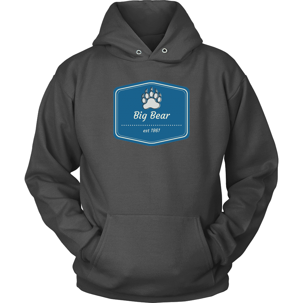 Big Bear Blue Logo T-shirt Unisex Hoodie Charcoal S