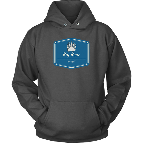 Image of Big Bear Blue Logo T-shirt Unisex Hoodie Charcoal S