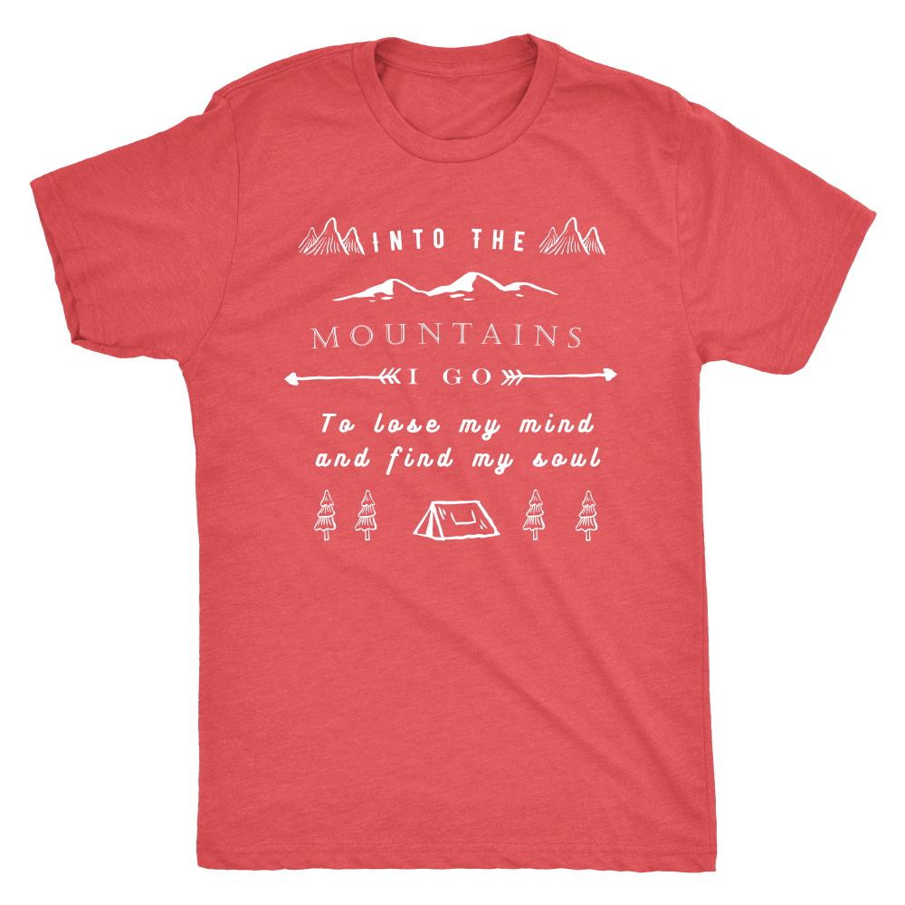 Into the Mountains I Go T-shirt Next Level Mens Triblend Vintage Red S
