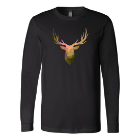 Deer Polygonal 2 T-shirt Canvas Long Sleeve Shirt Black S