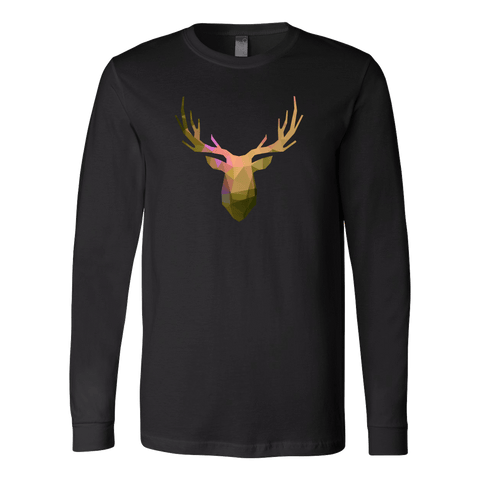 Image of Deer Polygonal 2 T-shirt Canvas Long Sleeve Shirt Black S