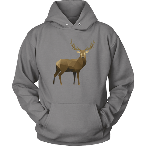 Image of Real Polygonal Deer T-shirt Unisex Hoodie Grey S