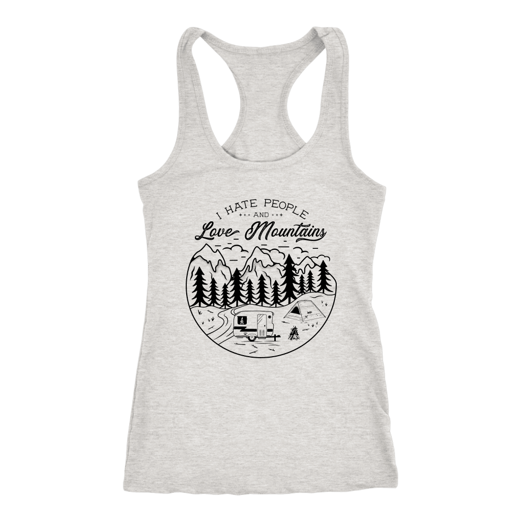 Love The Mountains Womens T-shirt Next Level Racerback Tank Heather Grey XS